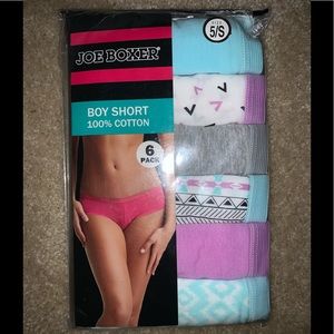 New sz 5 JOE BOXER 100% cotton boy short boy shorts panties 6 pack womens SMALL